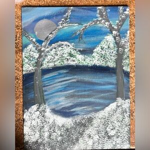 Moonlit River original acrylic painting